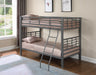Fairfax Twin Over Twin Bunk Bed with Ladder Light Gunmetal - Furniture Stars (Chicago, IL)
