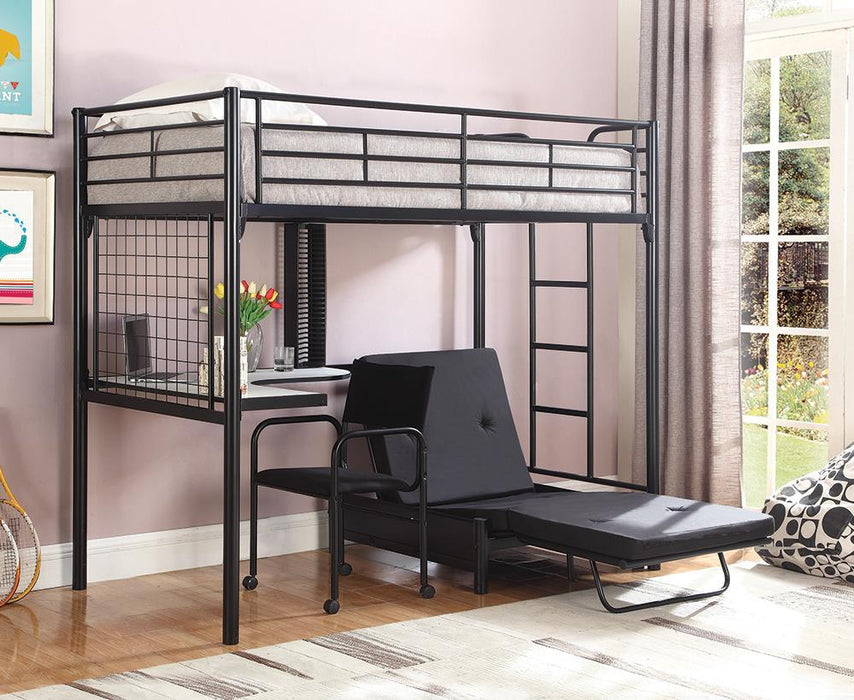 Jenner Twin Futon Workstation Loft Bed Black - Furniture Stars (Chicago, IL)