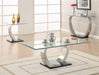 Pruitt Glass Top End Table Clear and Satin - Furniture Stars (Chicago, IL)