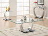 Pruitt Glass Top Coffee Table Clear and Satin - Furniture Stars (Chicago, IL)
