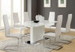 Anges T-shaped Pedestal Dining Table Glossy White - Furniture Stars (Chicago, IL)