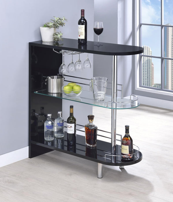 Adolfo 3-tier Bar Table Glossy Black and Clear - Furniture Stars (Chicago, IL)