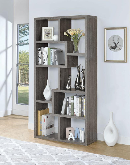 Theo 10-shelf Bookcase Weathered Grey