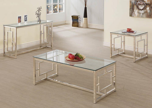 Merced Square Tempered Glass Top End Table Nickel - Furniture Stars (Chicago, IL)