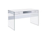 Dobrev 2-drawer Writing Desk Glossy White and Clear - Furniture Stars (Chicago, IL)