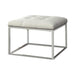 Swanson Upholstered Tufted Ottoman White and Chrome - Furniture Stars (Chicago, IL)