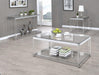 Anne Coffee Table with Lower Shelf Chrome and Clear - Furniture Stars (Chicago, IL)