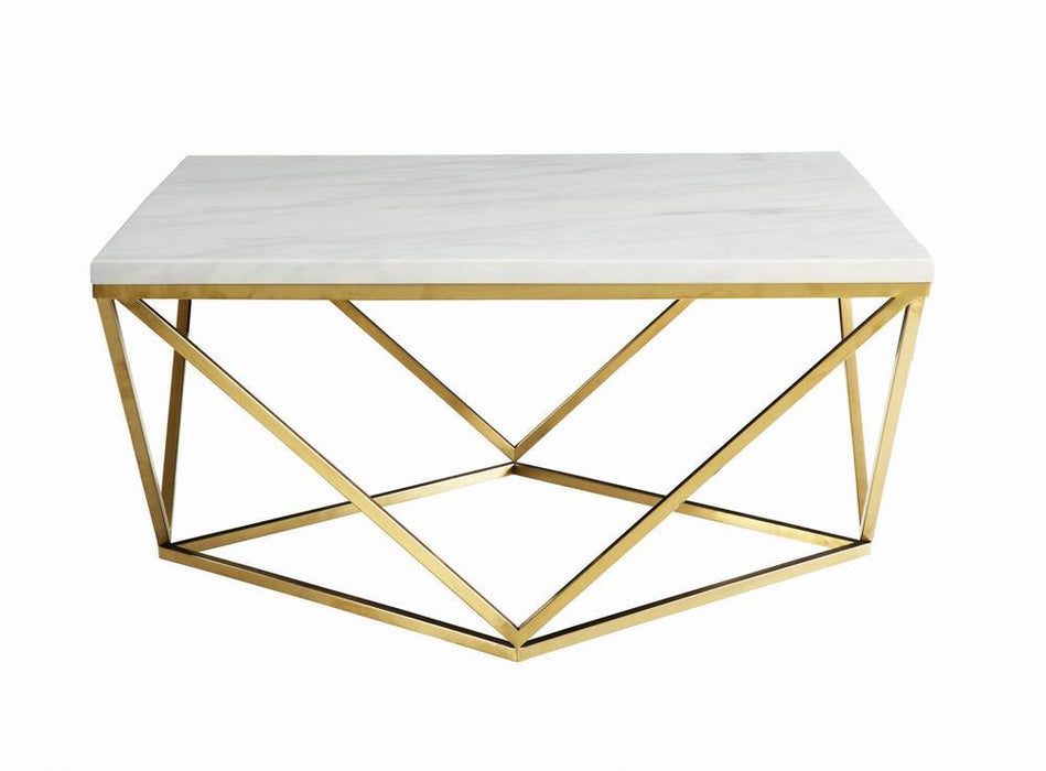 Elana Rectangle 2-shelf Coffee Table Glossy White - Furniture Stars (Chicago, IL)
