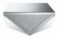Amore Square Coffee Table with Triangle Detailing Silver and Clear Mirror - Furniture Stars (Chicago, IL)