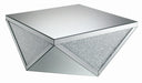 Amore Square Coffee Table with Triangle Detailing Silver and Clear Mirror - Furniture Stars (Chicago, IL)