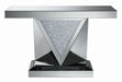 Amore Rectangular Sofa Table with Triangle Detailing Silver and Clear Mirror - Furniture Stars (Chicago, IL)