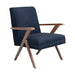 Cheryl Wooden Arms Accent Chair Dark Blue and Walnut - Furniture Stars (Chicago, IL)