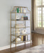 Serena 5-tier Tempered Glass Shelves Bookcase Matte Gold - Furniture Stars (Chicago, IL)