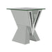 Taffeta V-shaped End Table with Glass Top Silver - Furniture Stars (Chicago, IL)