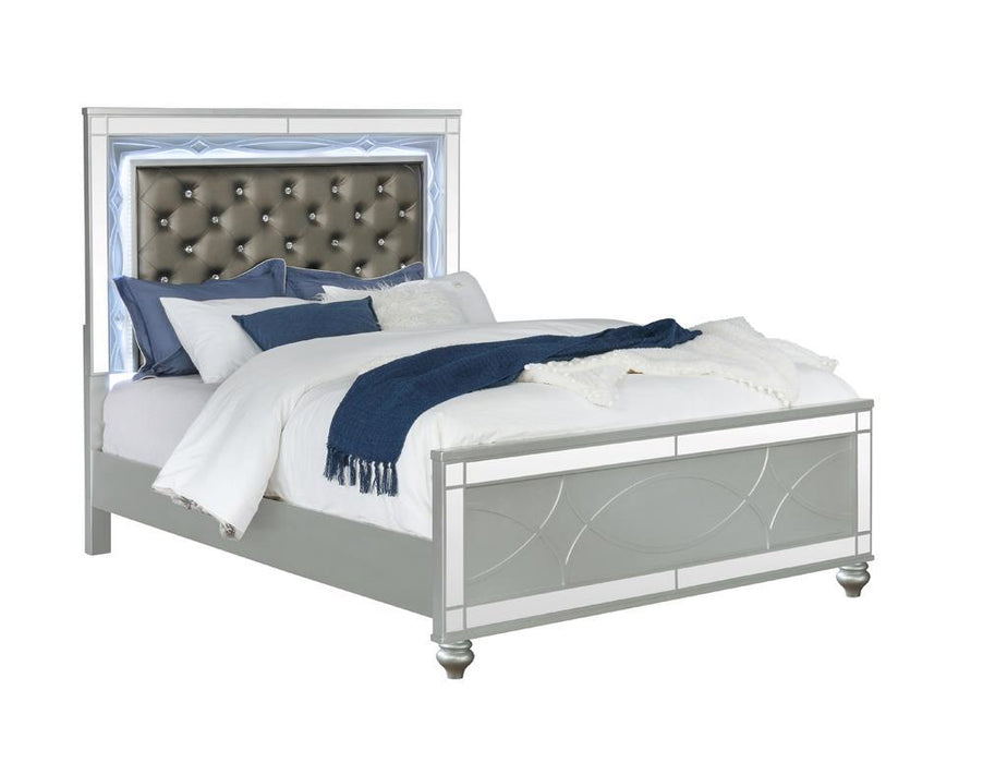 Gunnison Queen Panel Bed with LED Lighting Silver Metallic - Furniture Stars (Chicago, IL)
