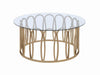 Monett Round Coffee Table Chocolate Chrome and Clear - Furniture Stars (Chicago, IL)
