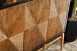 Zira Sunburst 4-door Accent Cabinet Brown and Antique Gold - Furniture Stars (Chicago, IL)