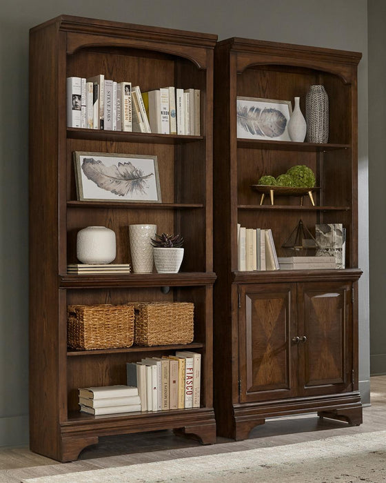 Hartshill Bookcase with Cabinet Burnished Oak - Furniture Stars (Chicago, IL)