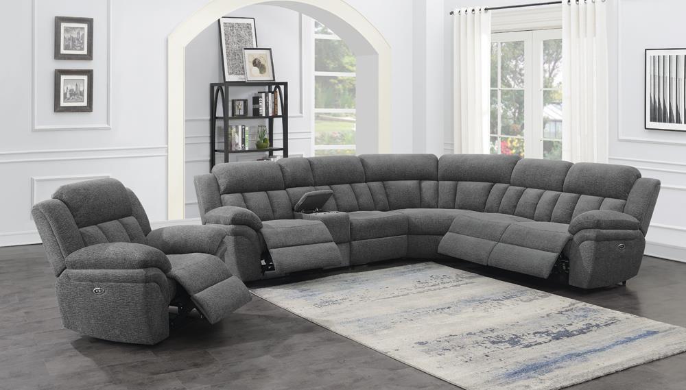Bahrain 6-piece Upholstered Power Sectional Charcoal - Furniture Stars (Chicago, IL)
