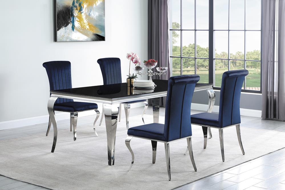 Carone Rectangular Glass Top Dining Table Black and Chrome - Furniture Stars (Chicago, IL)