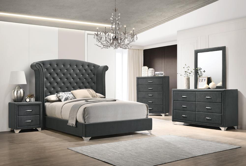 Melody 2-drawer Upholstered Nightstand Grey - Furniture Stars (Chicago, IL)