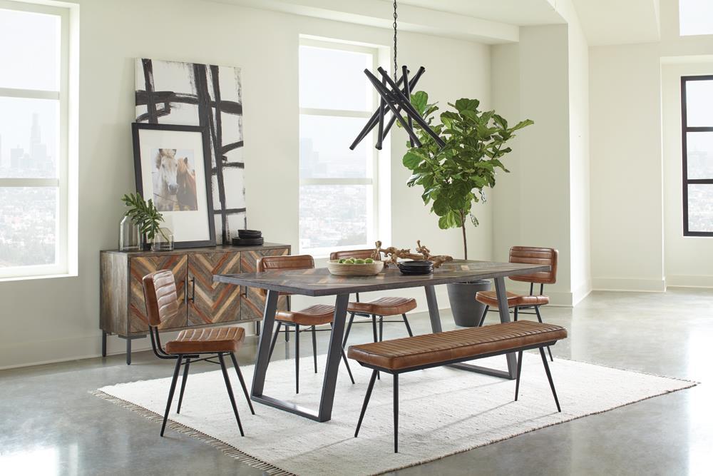 Misty Cushion Side Bench Camel and Black - Furniture Stars (Chicago, IL)