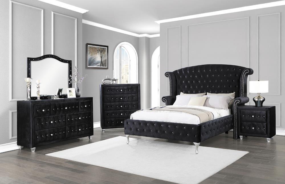 Deanna Eastern King Tufted Upholstered Bed Black - Furniture Stars (Chicago, IL)
