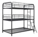 Garner Triple Twin Bunk Bed with Ladder Gunmetal - Furniture Stars (Chicago, IL)
