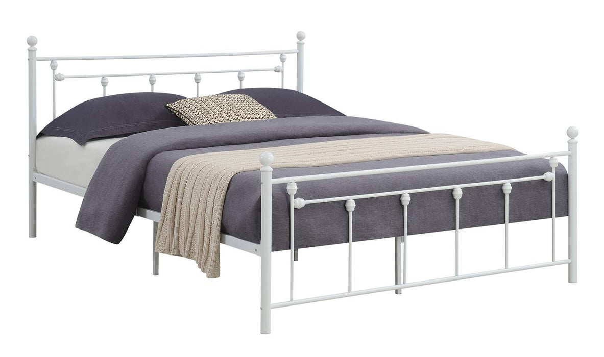 Canon Queen Metal Slatted Headboard Platform Bed - White