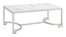 Leona Coffee Table with Casters White and Satin Nickel - Furniture Stars (Chicago, IL)
