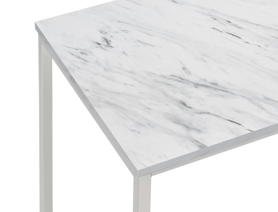 Leona Coffee Table with Casters White and Satin Nickel - Furniture Stars (Chicago, IL)
