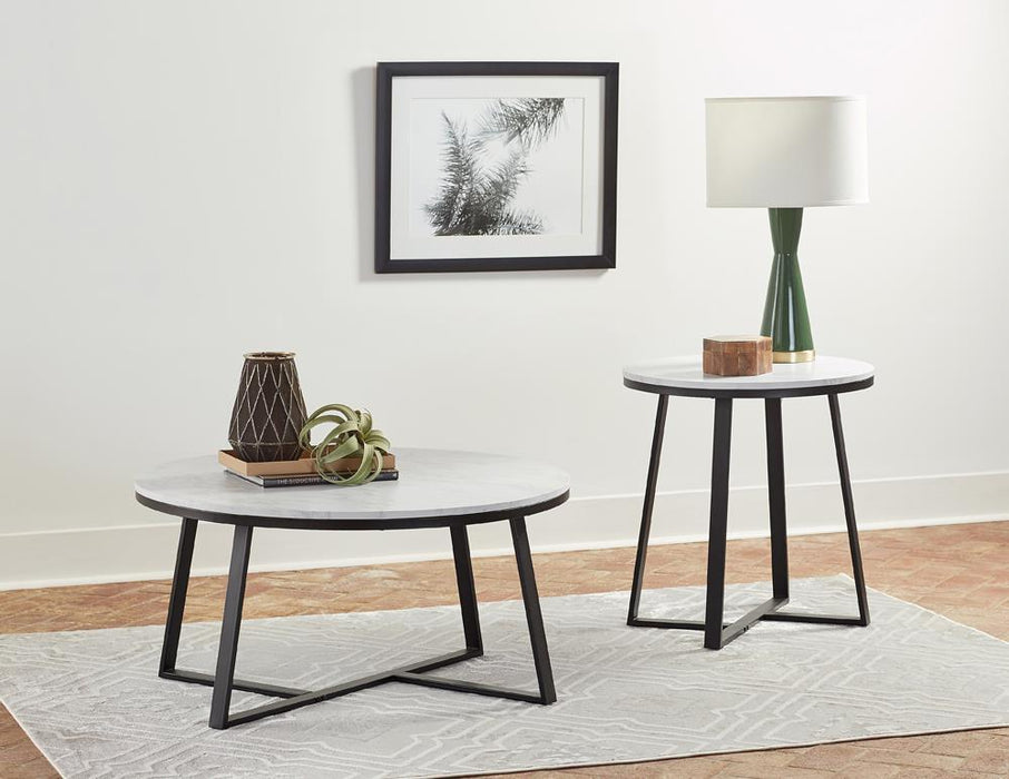 Hugo Round Coffee Table White and Matte Black - Furniture Stars (Chicago, IL)