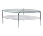 Cadee Round Glass Top Coffee Table White and Chrome - Furniture Stars (Chicago, IL)