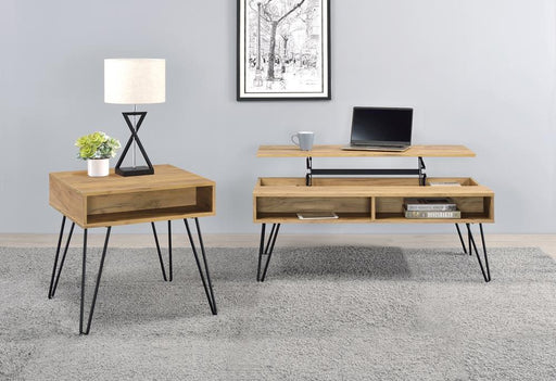 Fanning Lift Top Storage Coffee Table Golden Oak and Black - Furniture Stars (Chicago, IL)