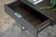 Baines Square 1-drawer End Table Dark Charcoal and Chrome - Furniture Stars (Chicago, IL)