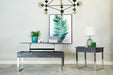 Baines Square 1-drawer End Table Dark Charcoal and Chrome - Furniture Stars (Chicago, IL)