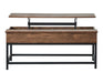 Byers Black Coffee Table with Hidden Storage Brown Oak and Sandy Black - Furniture Stars (Chicago, IL)