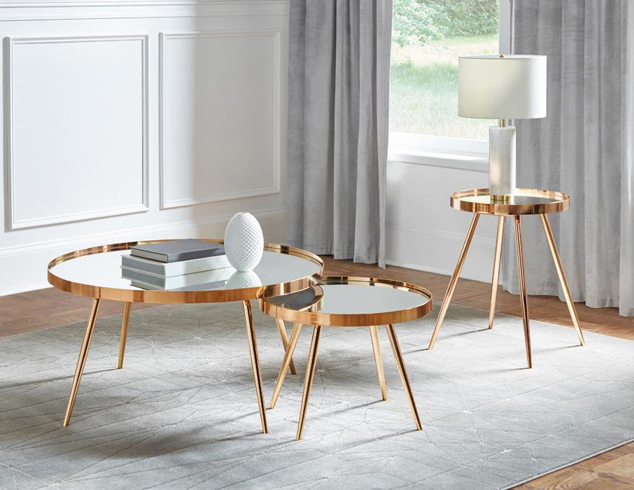 Kaelyn 2-piece Mirror Top Nesting Coffee Table Mirror and Gold - Furniture Stars (Chicago, IL)
