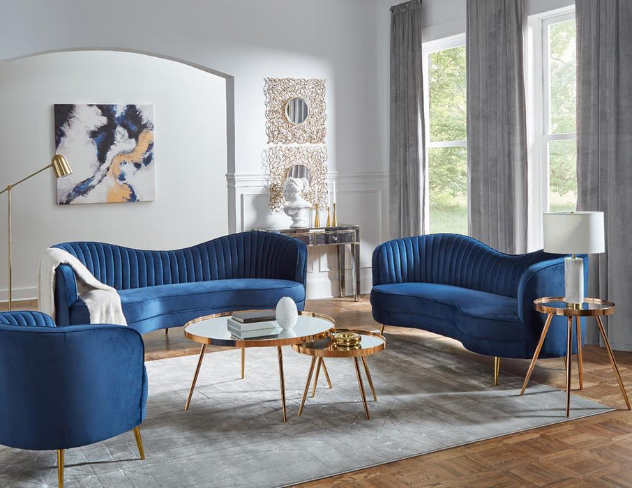 Sophia Upholstered Vertical Channel Tufted Chair Blue - Furniture Stars (Chicago, IL)