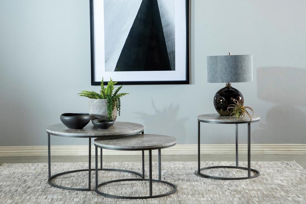 Lainey Round 2-piece Nesting Coffee Table Grey and Gunmetal - Furniture Stars (Chicago, IL)