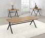 Colmar 3-piece Trestle Occasional Table Set Golden Oak and Gunmetal - Furniture Stars (Chicago, IL)