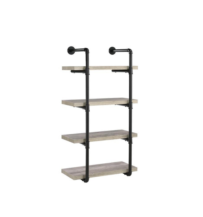 Elmcrest 24-inch Wall Shelf Black and Rustic Oak - Furniture Stars (Chicago, IL)