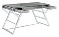 Emelle 2-drawer Glass Top Writing Desk Grey Driftwood and Chrome - Furniture Stars (Chicago, IL)