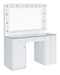 Percy 7-drawer Glass Top Vanity Desk with Lighting White - Furniture Stars (Chicago, IL)
