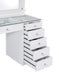 Percy 7-drawer Glass Top Vanity Desk with Lighting White - Furniture Stars (Chicago, IL)