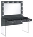 Afshan 3-drawer Vanity Desk with Lighting Mirror Grey High Gloss - Furniture Stars (Chicago, IL)