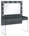 Afshan 3-drawer Vanity Desk with Lighting Mirror Grey High Gloss - Furniture Stars (Chicago, IL)