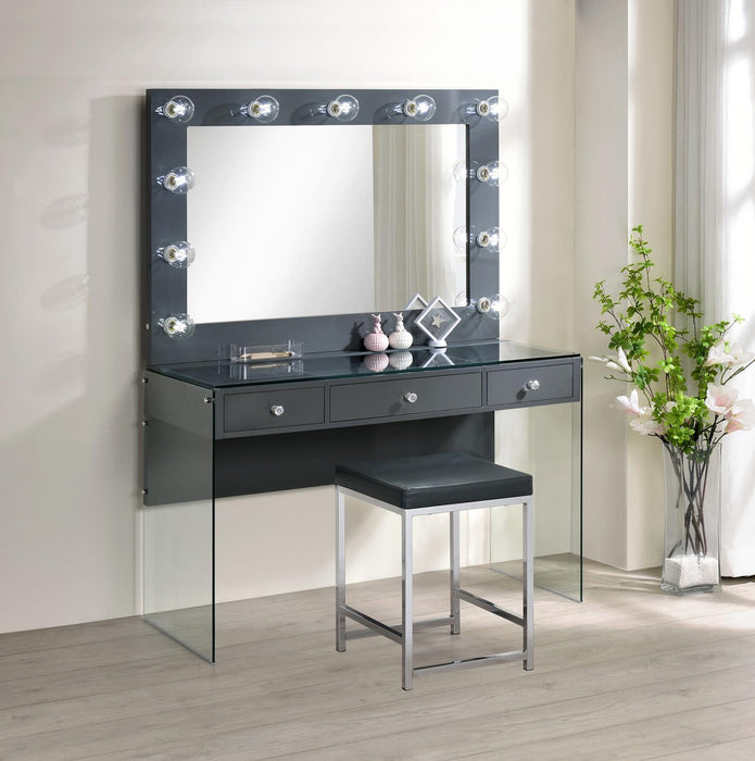 Afshan Upholstered Square Padded Cushion Vanity Stool - Furniture Stars (Chicago, IL)