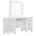 Barzini 7-drawer Vanity Desk with Lighted Mirror White - Furniture Stars (Chicago, IL)