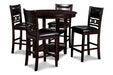 Gia 5 Pc 42" Round Counter Dining Table & 4 Chairs-Ebony